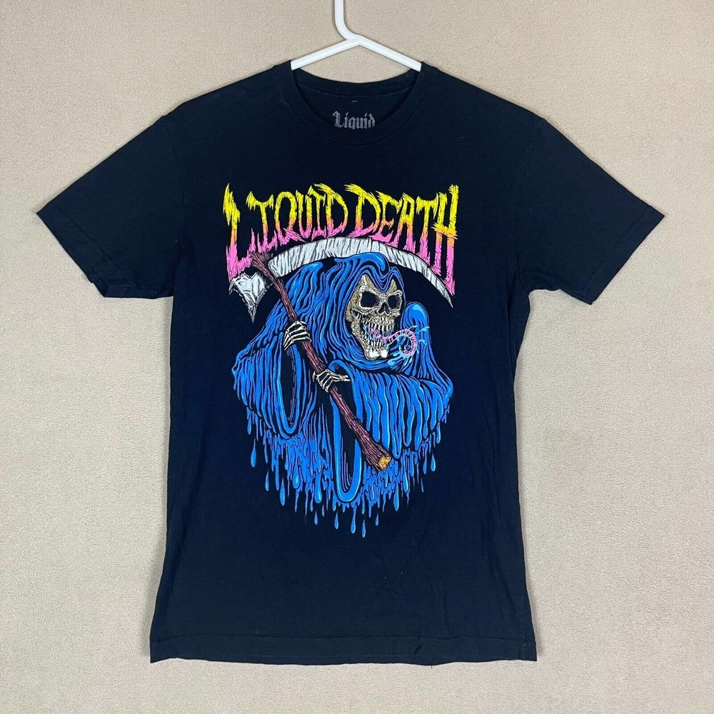Liquid Death T-Shirt Adult Small‎ Black Graphic Print Short Sleeve Mens